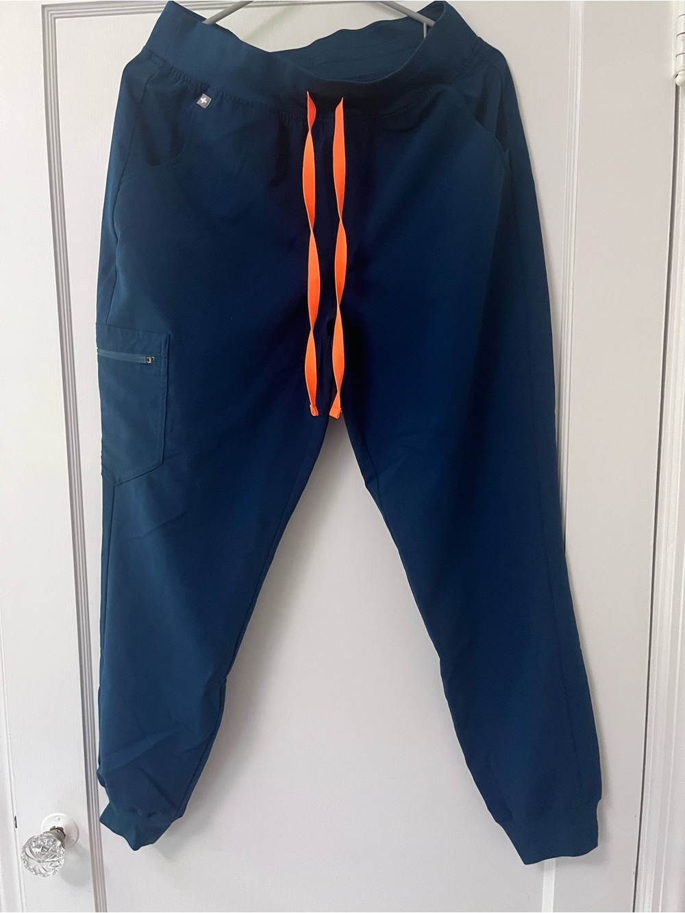 Figs Women’s Dark Teal Joggers with Orange Drawstring
